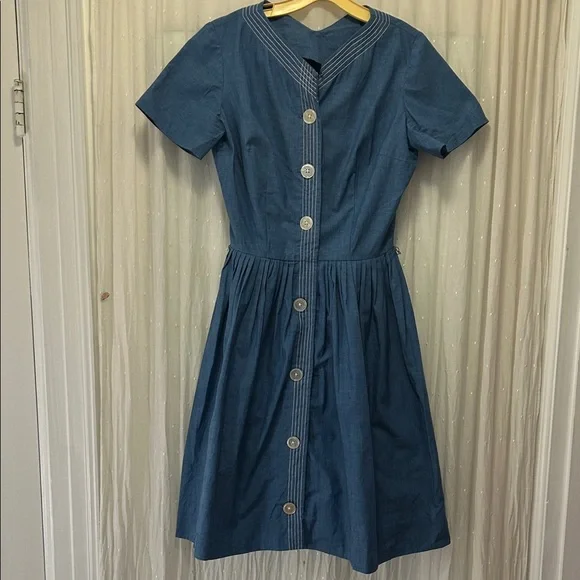 Vintage Dress Women’s Handmade by Dixie Deb Denim Blue Dress Western - Picture 15 of 15